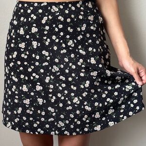 Wrapper Black Floral A-Line Skirt
